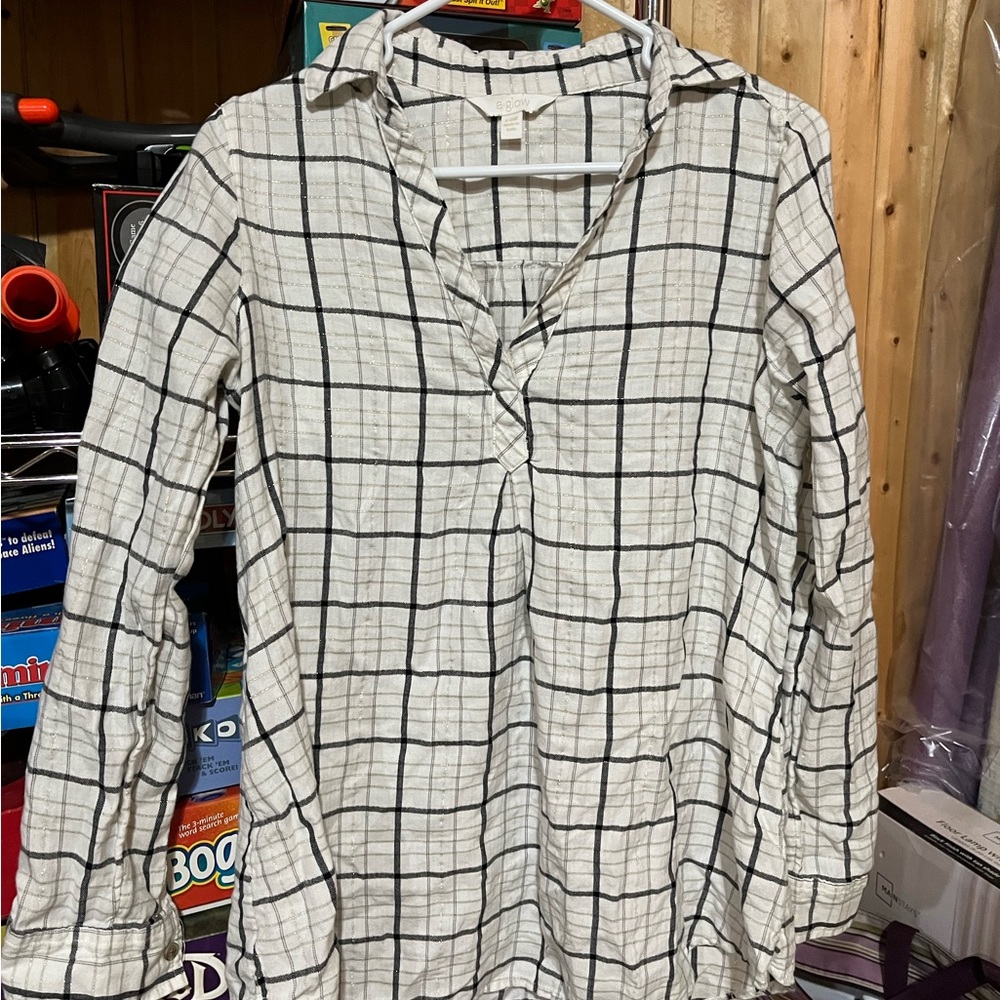 A:glow Maternity Plaid Tunic Top